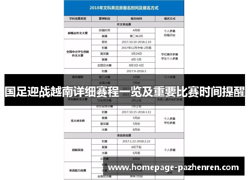 国足迎战越南详细赛程一览及重要比赛时间提醒