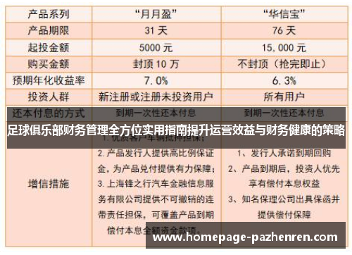足球俱乐部财务管理全方位实用指南提升运营效益与财务健康的策略