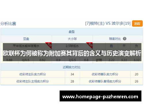 欧联杯为何被称为附加赛其背后的含义与历史演变解析